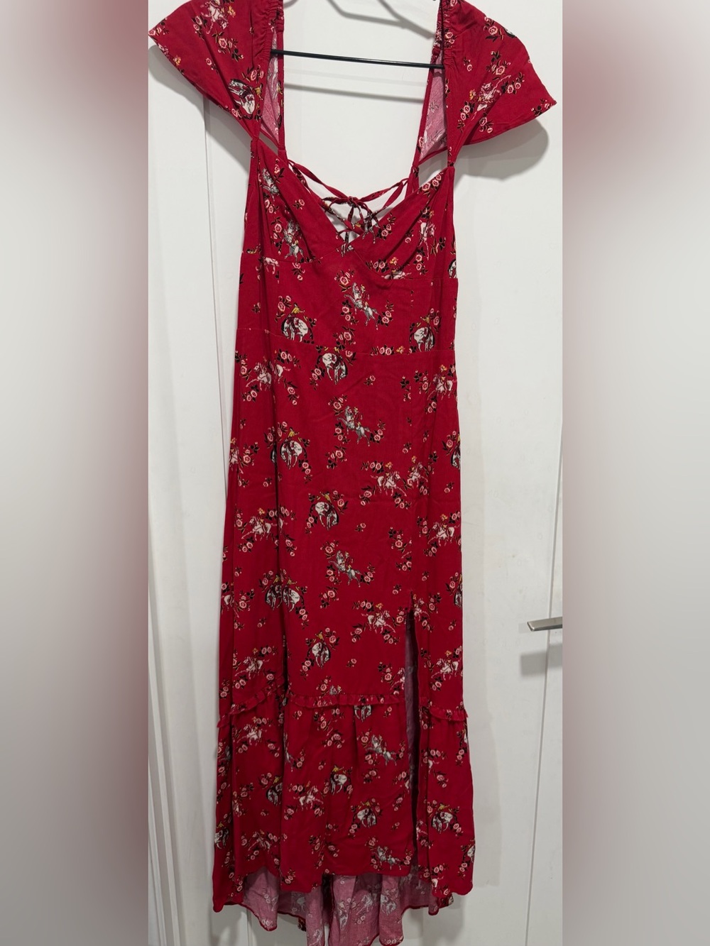 Urban Outfitters Red Floral Sundress with Strappy Back
